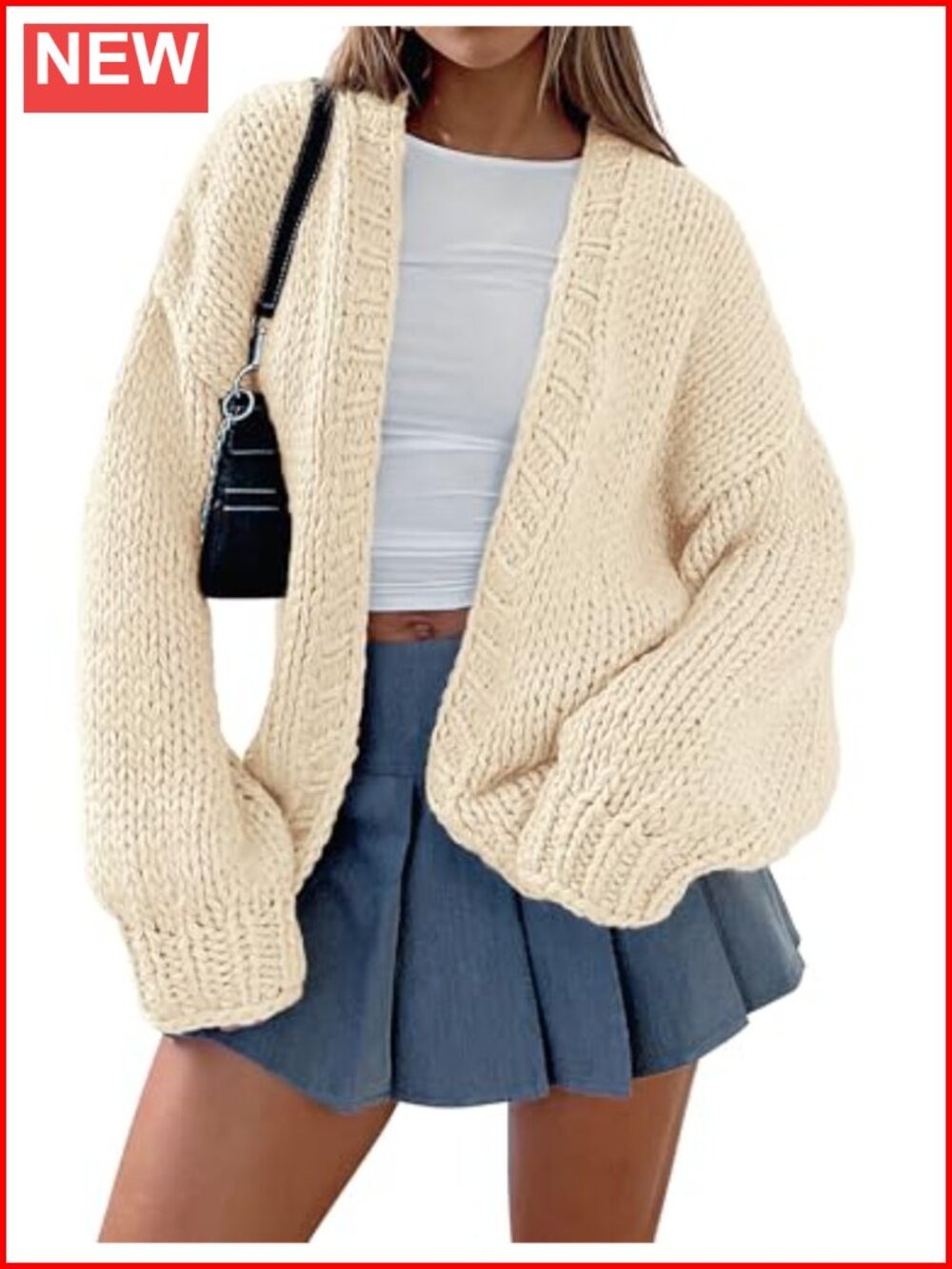 Women's Open Front Chunky Knit Cardigan Sweater Long Sleeve Loose Fit Fall